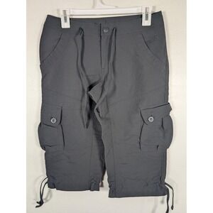 North Face Cargo Shorts Womens 4 Gray Hiking Outdoor Utility Drawstring Nylon